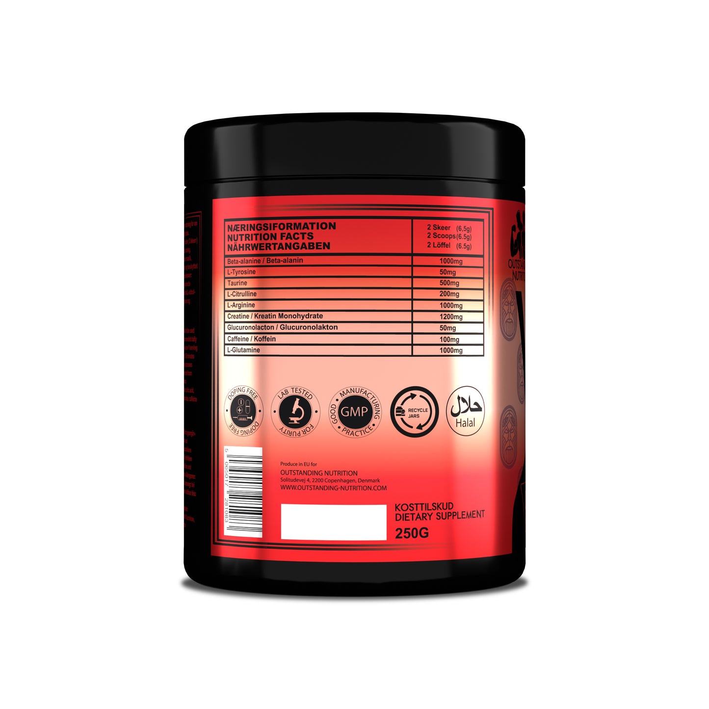Nutrition Facts of Xtreme Valor Dietary Supplement Powder