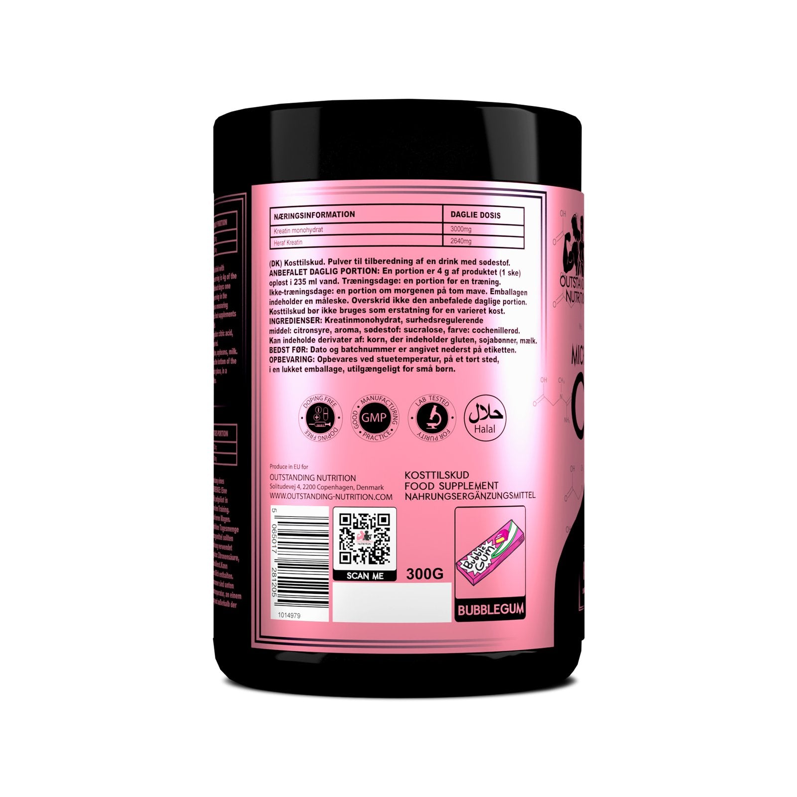 Ingredients of Bubblegum Monohydrate Powder 