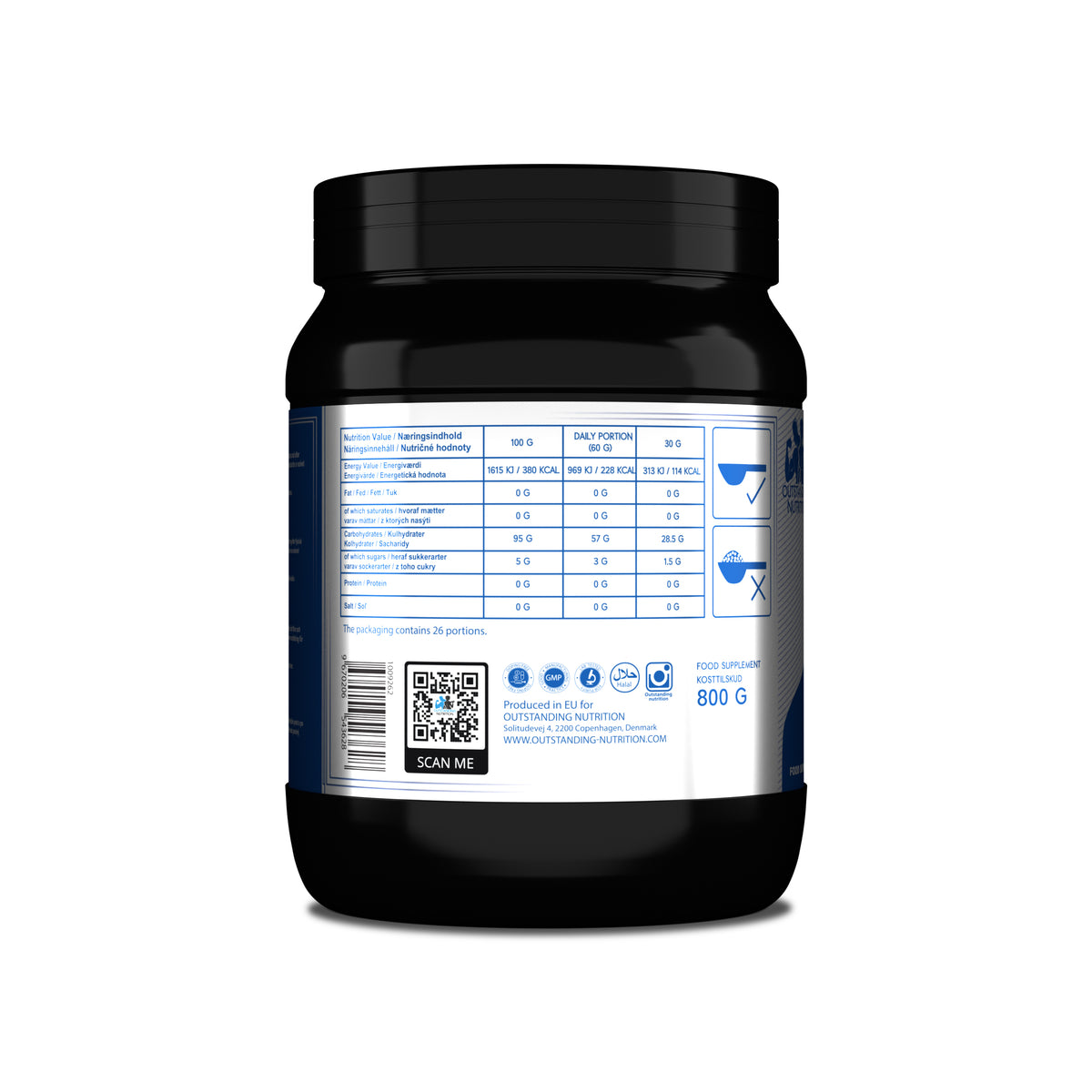 Usmagsfri kulhydrater dextrin 800 g