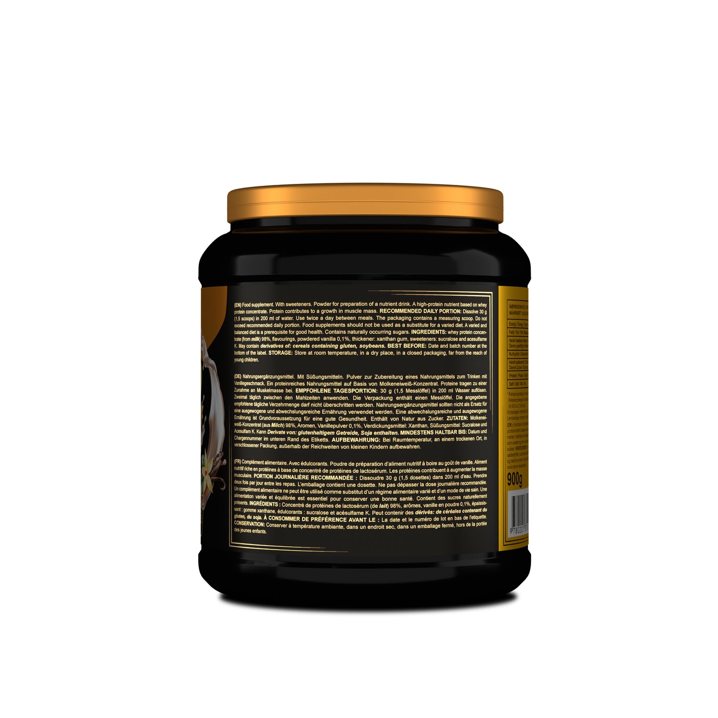 Back View of 100% Whey Protein Powder